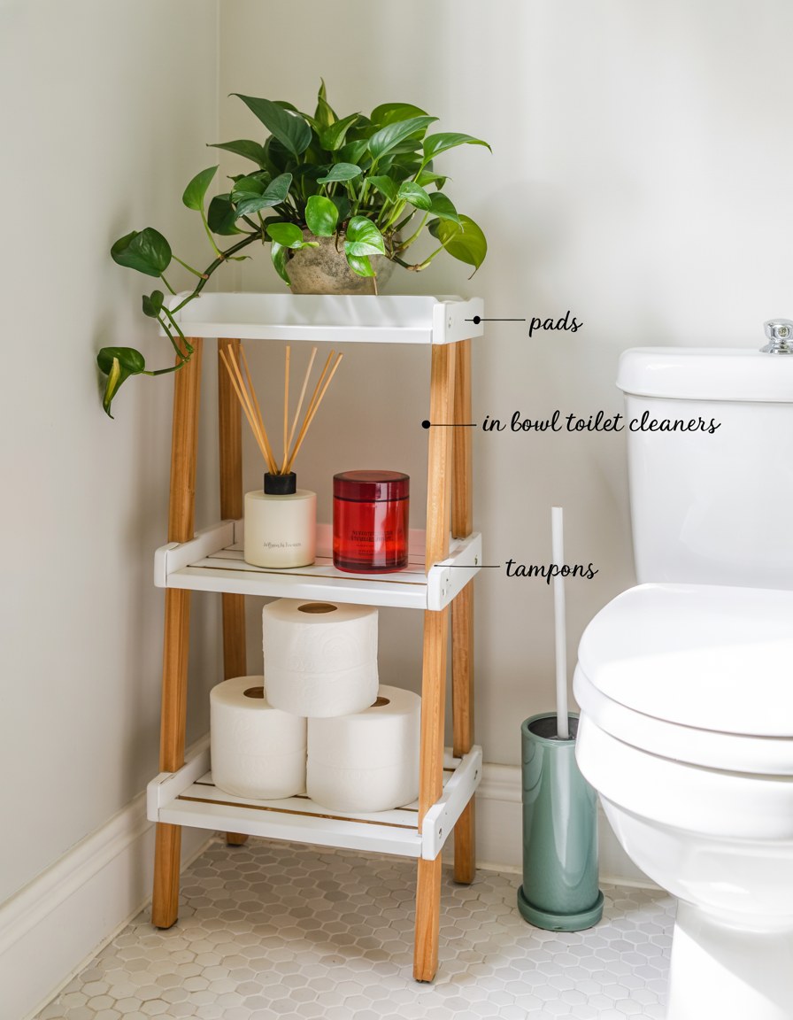 Small Bathroom Storage Ideas: Wooden Shelf Organization Solutions