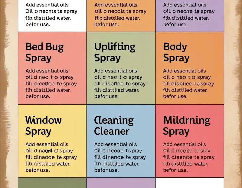 DIY Essential Oil Spray Recipes Chart: From De-Stress to All-Purpose Cleaner