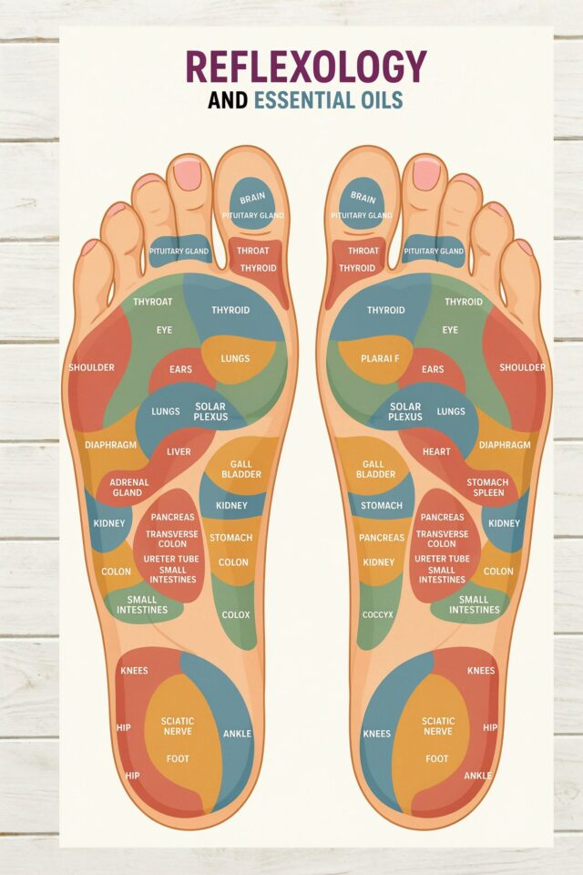 Reflexology and Essential Oils Resource Card | Printable Aromatherapy Guide for Foot Massage Points