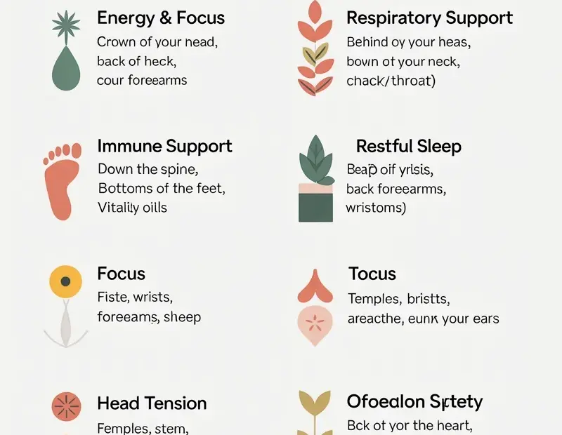 Where to Apply Essential Oils | Aromatherapy Infographic for Energy, Focus & Relaxation